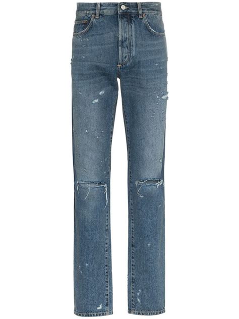 givenchy destroyed jeans|Straight fit jeans in vintage destroyed denim .